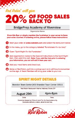 POSTPONED-Red Robin Spirit Night is August 29th